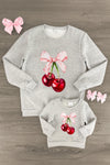 Mom & Me - Gray Cherry Pullover Sweater | Sparkle in Pink