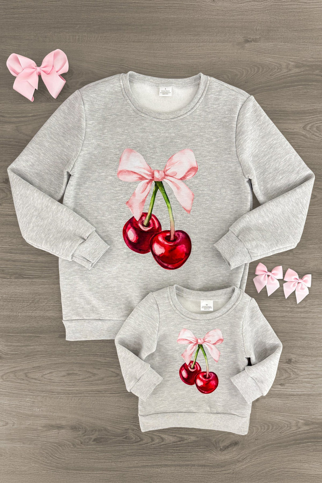 Mom & Me - Gray Cherry Pullover Sweater | Sparkle in Pink