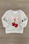 Mom & Me - Gray Cherry Pullover Sweater | Sparkle in Pink