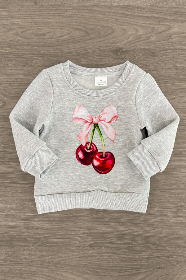 Mom & Me - Gray Cherry Pullover Sweater | Sparkle in Pink