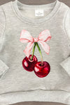 Mom & Me - Gray Cherry Pullover Sweater | Sparkle in Pink