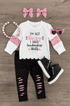 "I'm Not Bossy I Have Leadership Skills" Sequin Legging Set | Sparkle in Pink