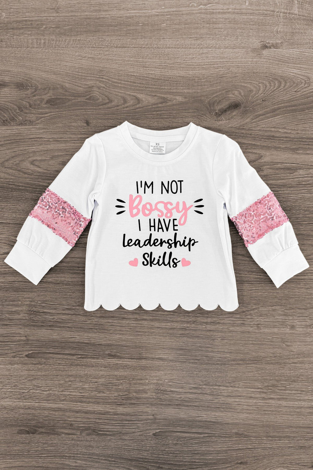 "I'm Not Bossy I Have Leadership Skills" Sequin Legging Set | Sparkle in Pink