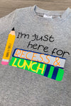 "I'm Just Here For Recess & Lunch" Gray Top - Sparkle in Pink