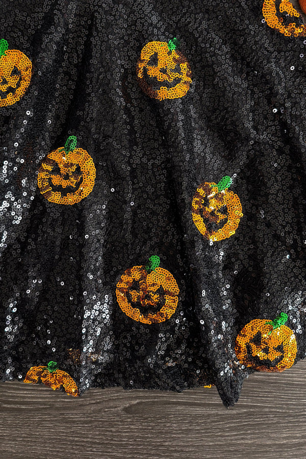Black Sequin Jack-O'-Lantern Dress | Sparkle in Pink