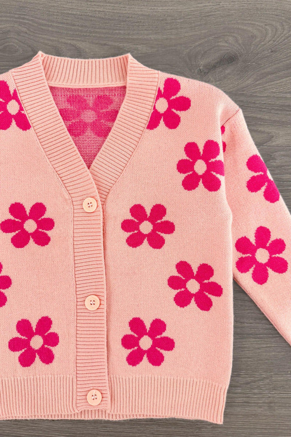 Pink Flower Sweater Cardigan | Sparkle in Pink