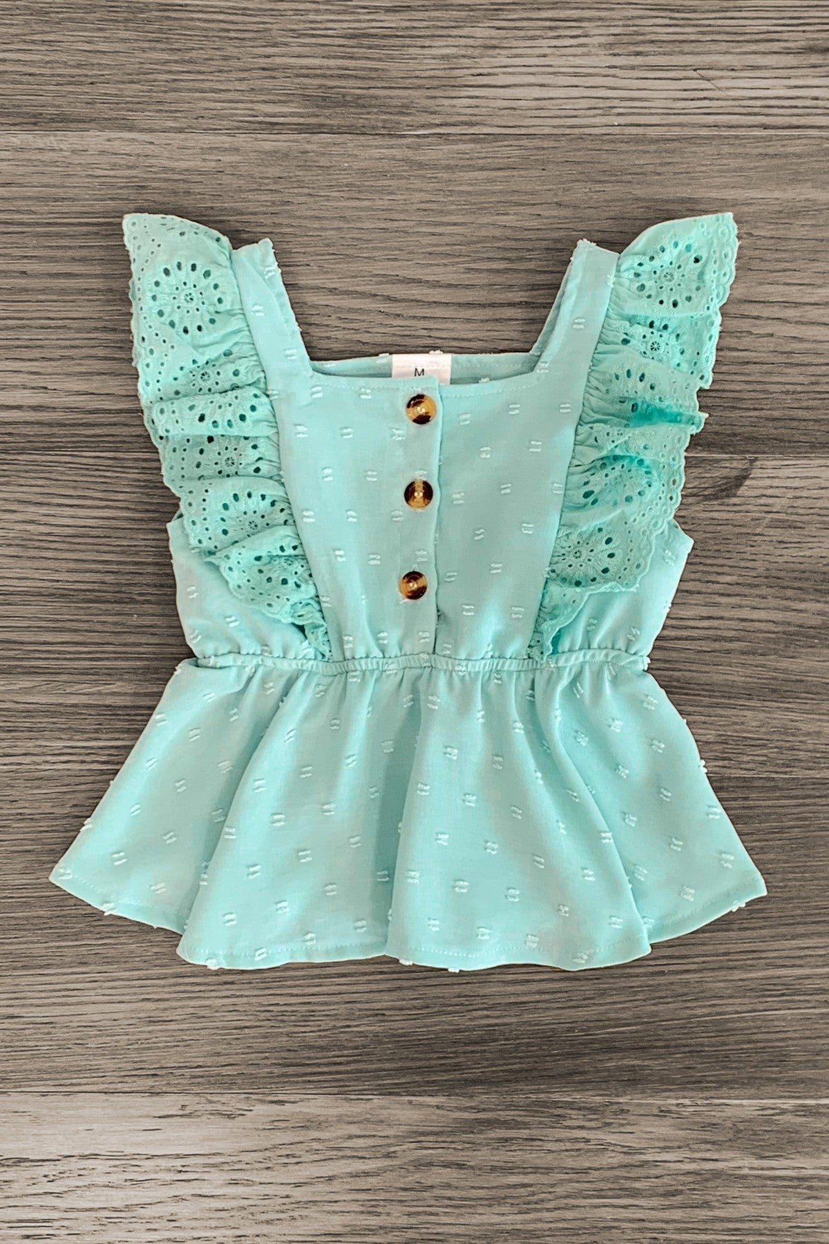 Mint Swiss Dot Denim Short Set - Sparkle in Pink