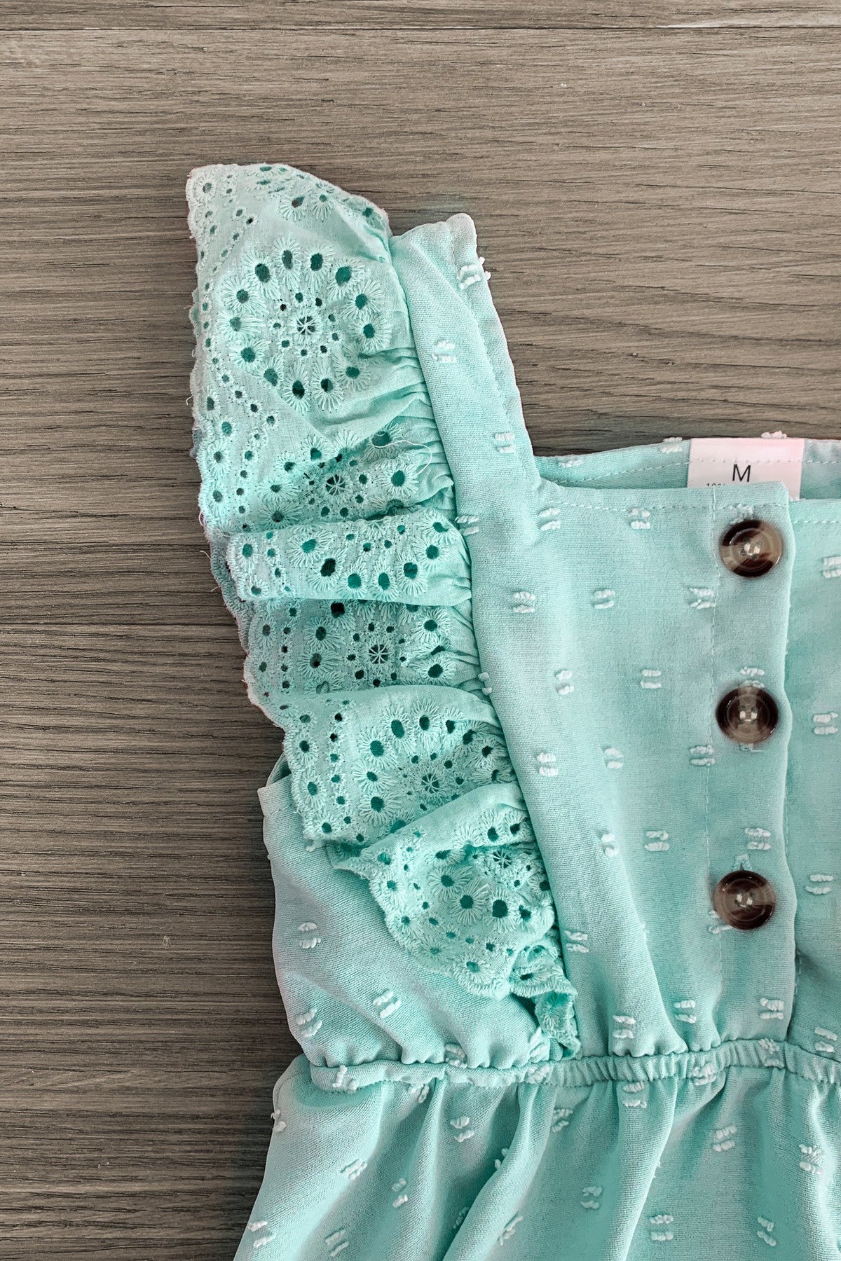 Mint Swiss Dot Denim Short Set - Sparkle in Pink