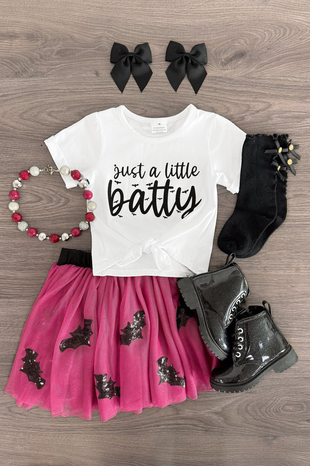 "Just A Little Batty" Sequin Tutu Skirt Set | Sparkle in Pink