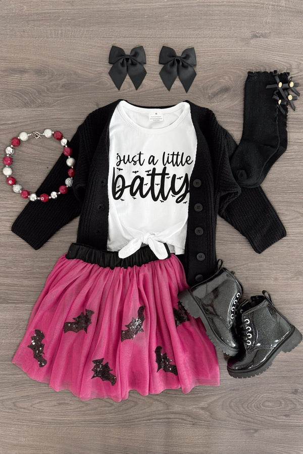 "Just A Little Batty" Sequin Tutu Skirt Set | Sparkle in Pink