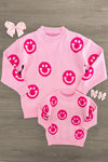 Mom & Me - Pink Smiley Face Sweater | Sparkle in Pink