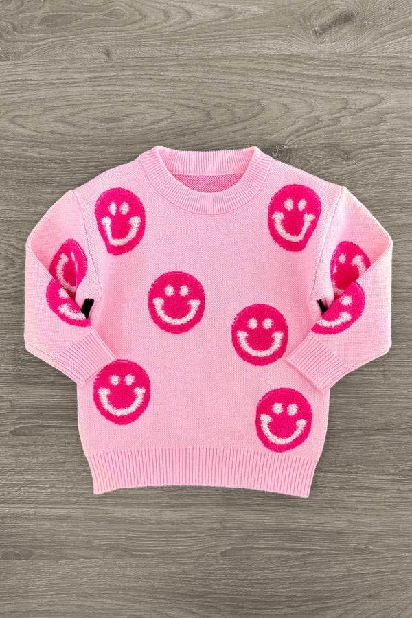 Mom & Me - Pink Smiley Face Sweater | Sparkle in Pink