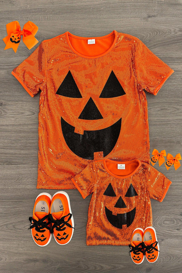 Mom & Me - Sequin Jack-O'-Lantern Top | Sparkle in Pink