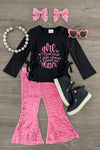 "Girl..." Pink Sequin Bell Bottom Set | Sparkle in Pink