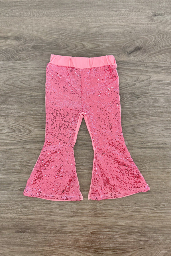 "Girl..." Pink Sequin Bell Bottom Set | Sparkle in Pink