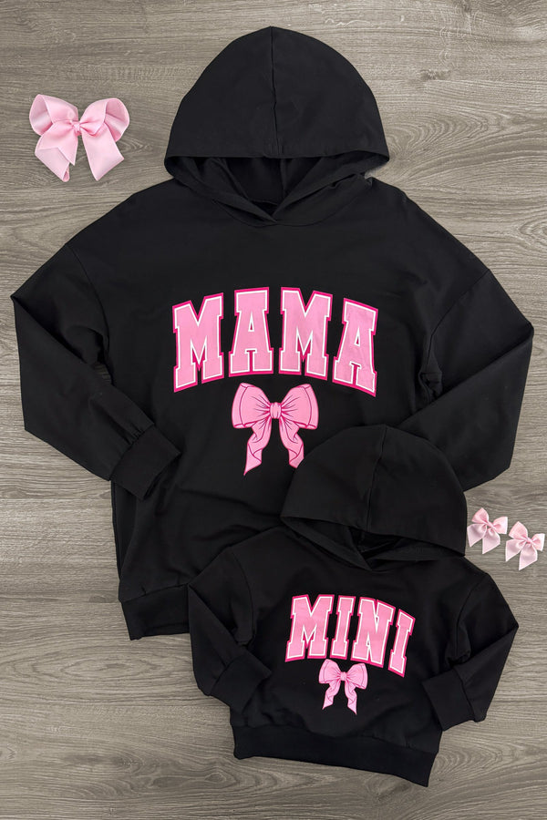 Mom & Me - "Mama & Mini" Black Bow Hoodie | Sparkle in Pink