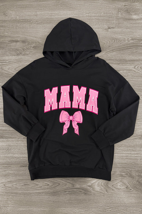Mom & Me - "Mama & Mini" Black Bow Hoodie | Sparkle in Pink