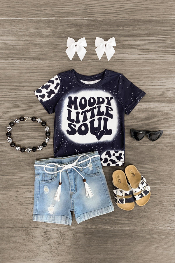 "Moody Little Soul" Denim Short Set - Sparkle in Pink
