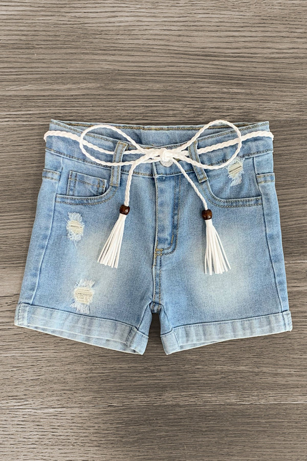 "Moody Little Soul" Denim Short Set - Sparkle in Pink