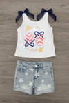 Cowgirl Bow Denim Short Set | Sparkle in Pink
