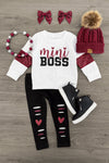 "Mini Boss" White Glitter Legging Set | Sparkle in Pink