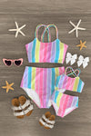 Mom & Me - Pastel Stripe Bikini - Sparkle in Pink