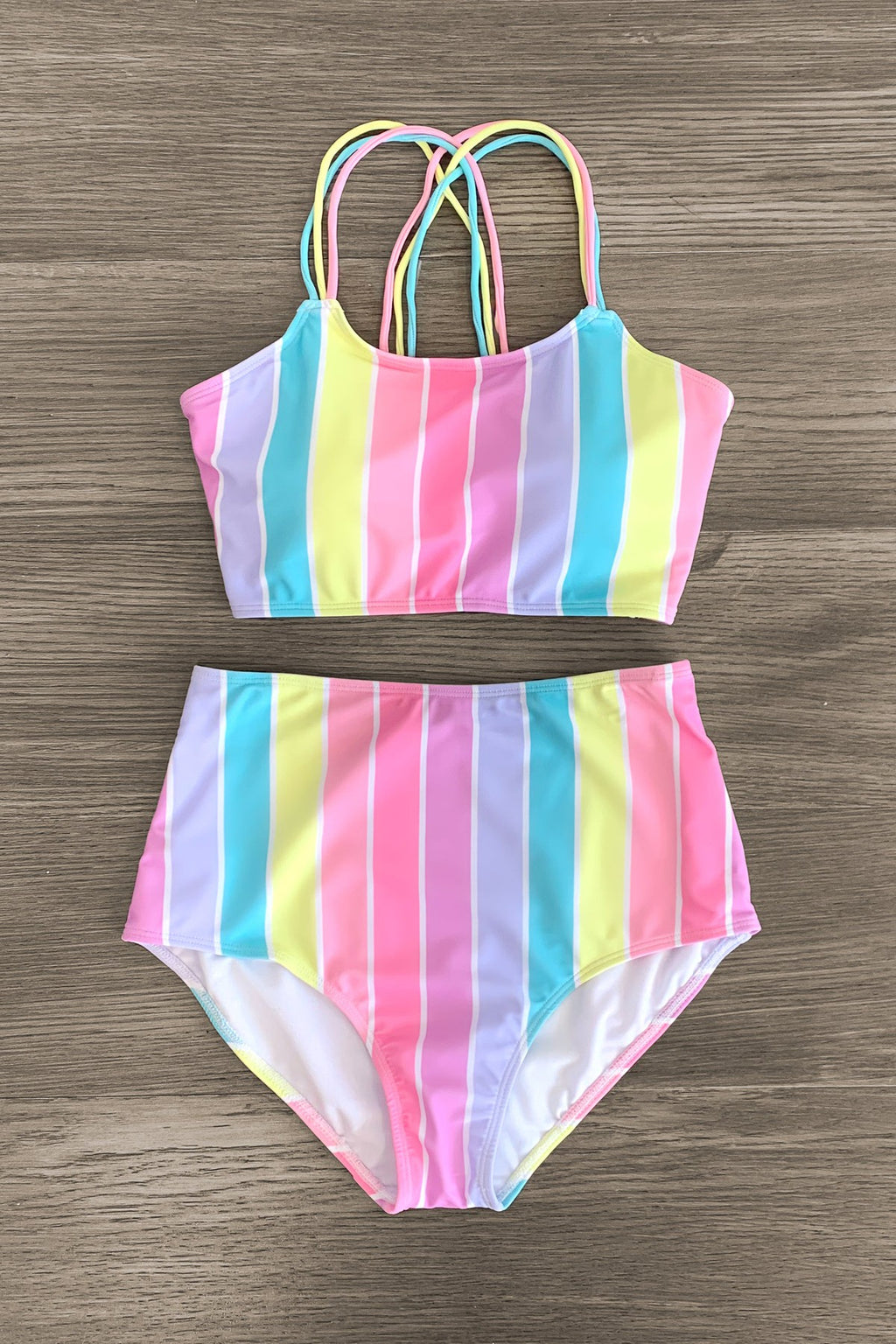 Mom & Me - Pastel Stripe Bikini - Sparkle in Pink