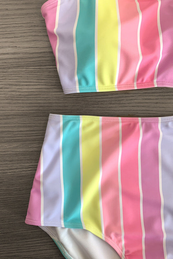 Mom & Me - Pastel Stripe Bikini - Sparkle in Pink