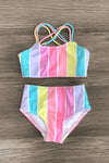 Mom & Me - Pastel Stripe Bikini - Sparkle in Pink
