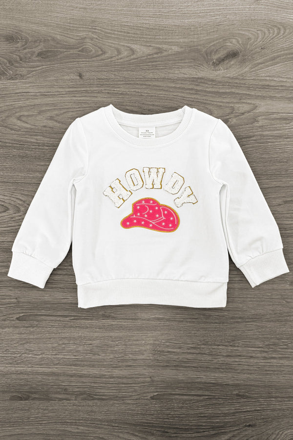 Mom & Me - "Howdy Y'all" White Chenille Patch Top | Sparkle in Pink