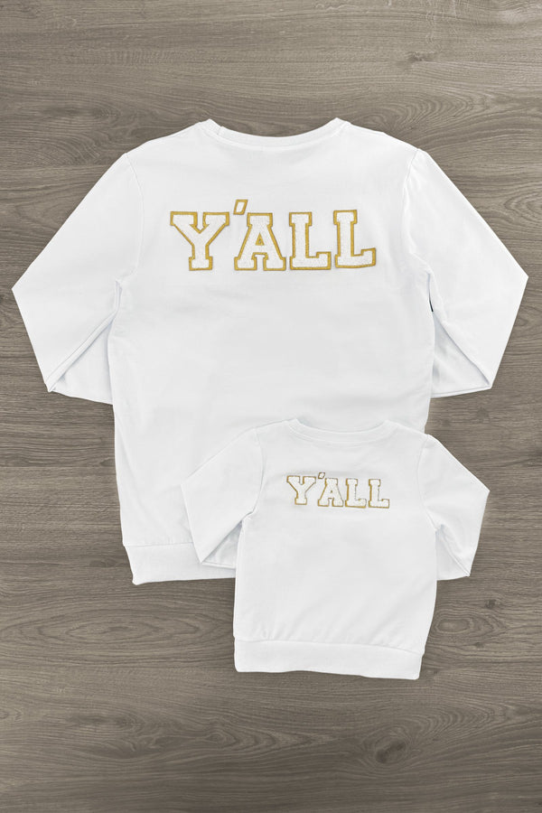 Mom & Me - "Howdy Y'all" White Chenille Patch Top | Sparkle in Pink