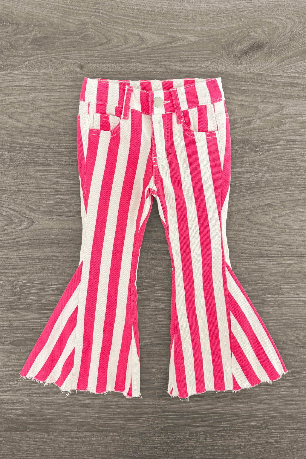 "A Little Bit Dramatic" Striped Denim Flare Set | Sparkle in Pink