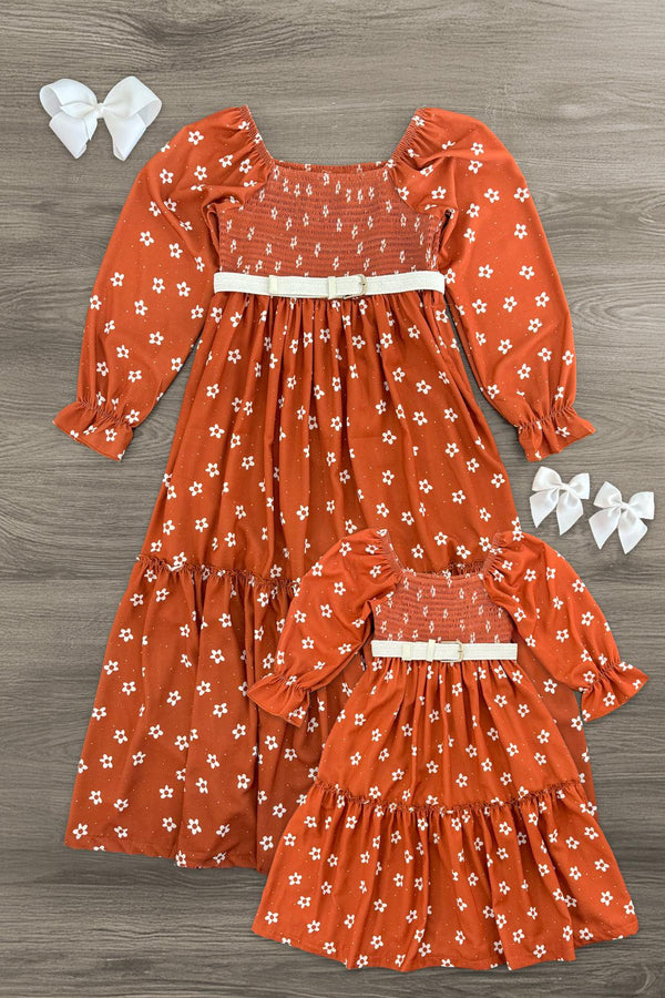Mom & Me - Rust Floral Dress | Sparkle in Pink