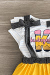 "Pre-K - Fifth Grade" Pencil Suspender Skirt Set | Sparkle in Pink