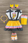 "Pre-K - Fifth Grade" Pencil Suspender Skirt Set | Sparkle in Pink