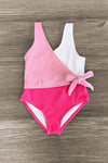 Mom & Me - Pink & White One Piece Swimsuit - Sparkle in Pink