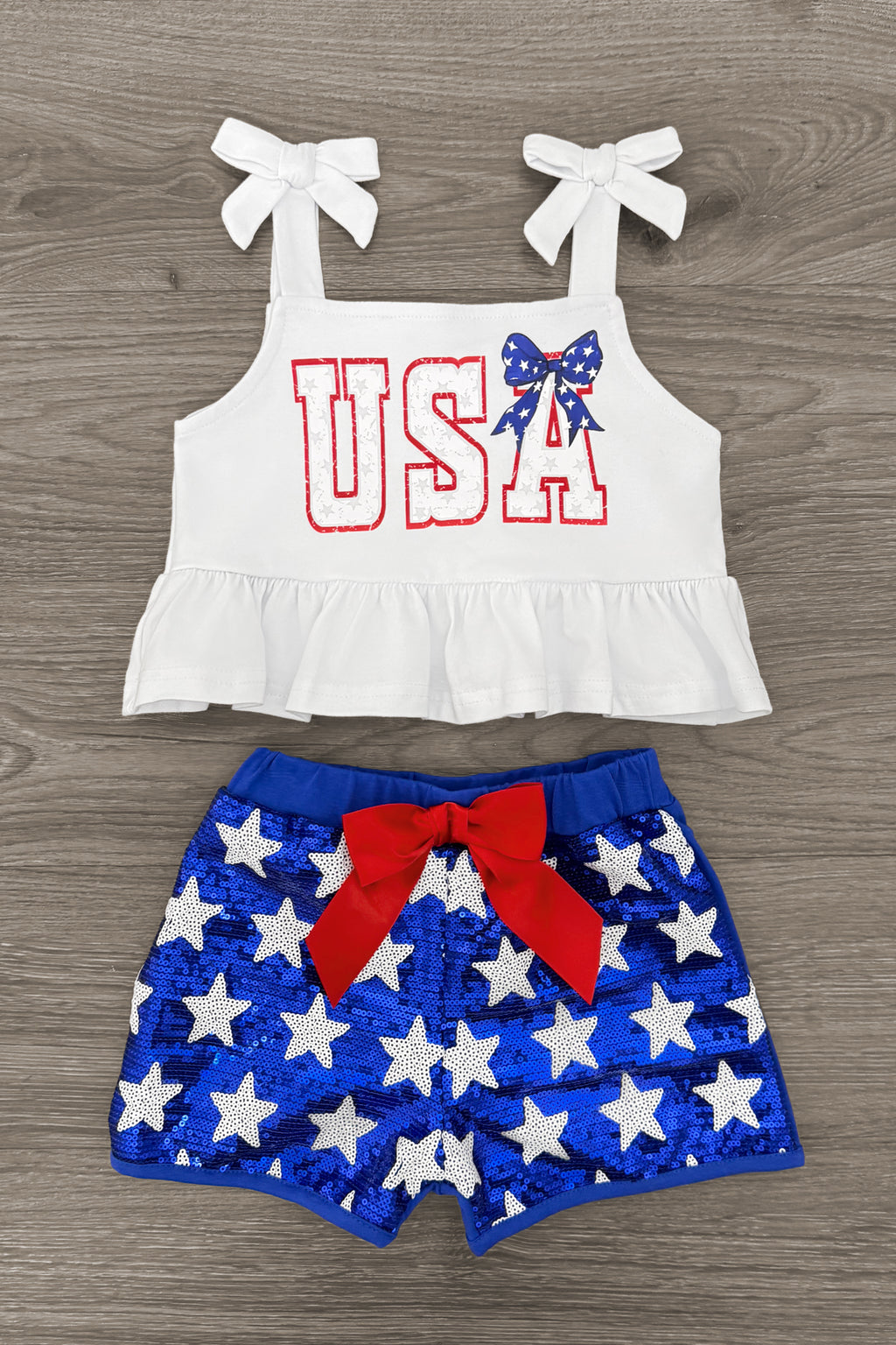 "USA" Tank Sequin Short Set | Sparkle in Pink