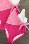 Mom & Me - Pink & White One Piece Swimsuit - Sparkle in Pink