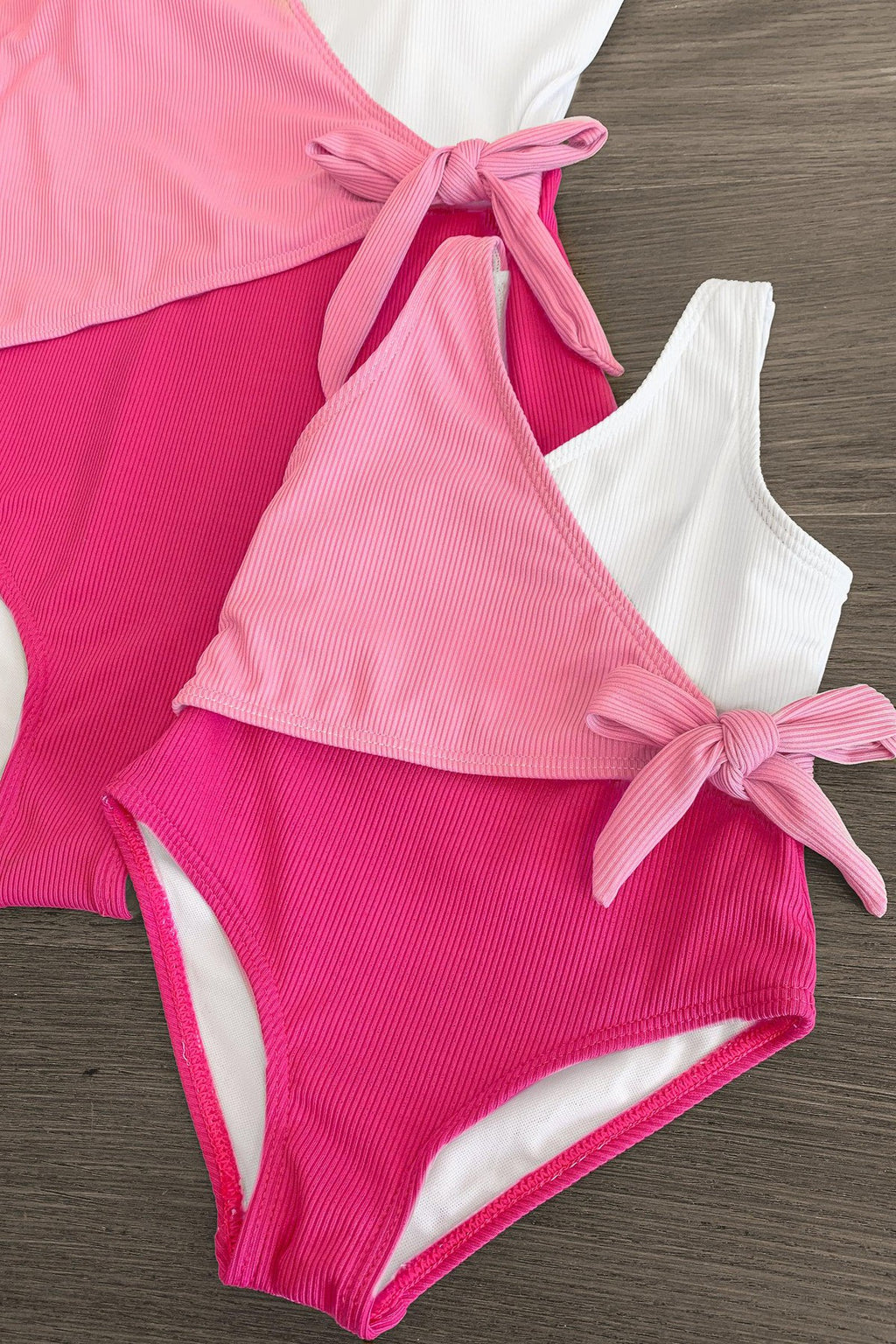 Mom & Me - Pink & White One Piece Swimsuit - Sparkle in Pink