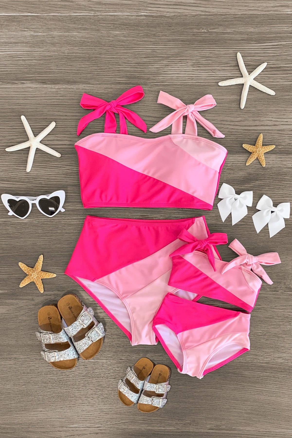 Mom & Me - Pink Colorblock Bikini - Sparkle in Pink