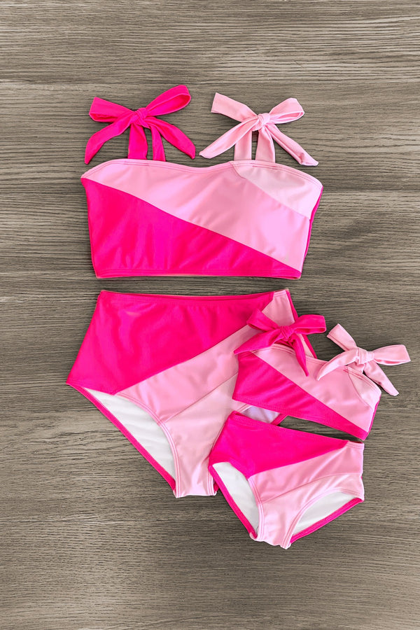 Mom & Me - Pink Colorblock Bikini - Sparkle in Pink