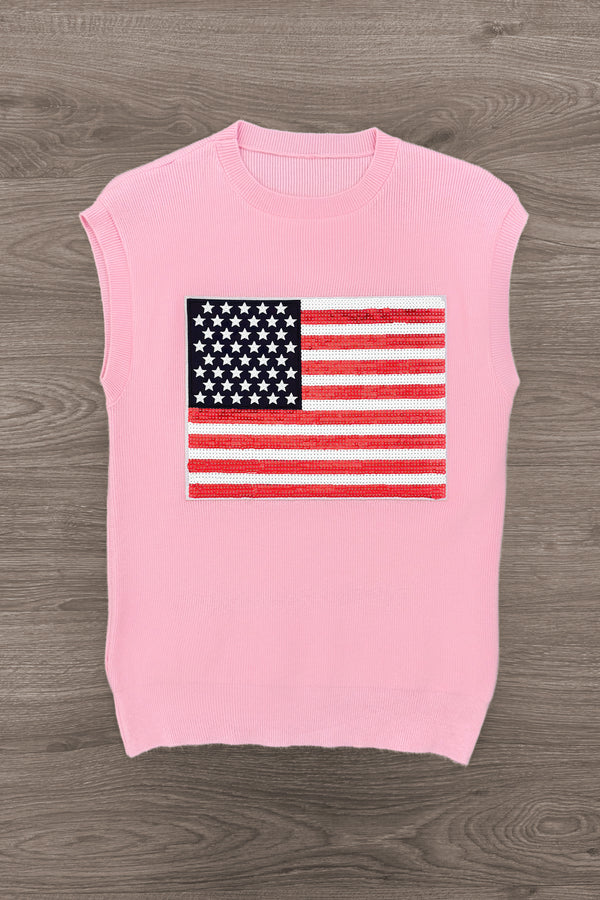 Mom & Me - Pink Flag Sweater Vest | Sparkle in Pink