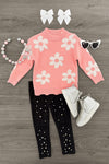 Pink Pearl Flower Sweater Legging Set | Sparkle in Pink