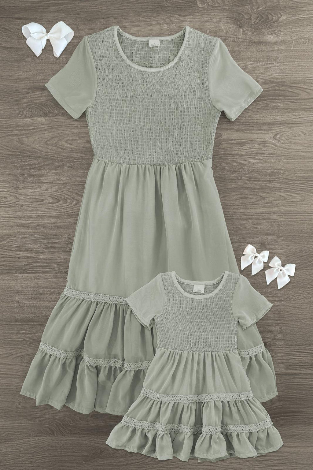 Mom & Me - Gray Ruffle Dress | Sparkle in Pink