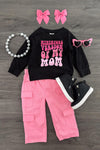 "Miniature Version Of My Mom" Pink Pant Set | Sparkle in Pink