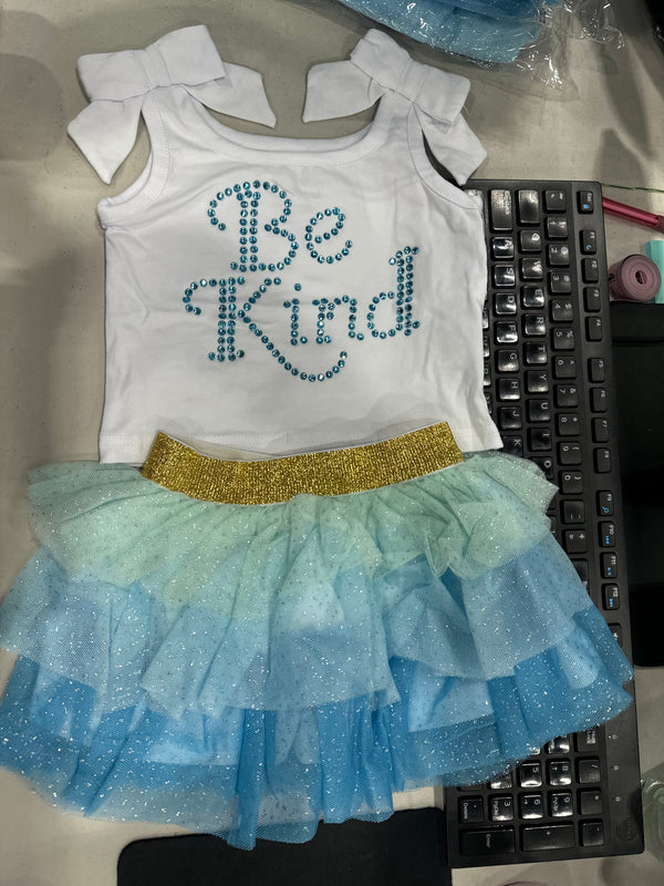 "Be Kind" Glitter Tutu Skirt Set