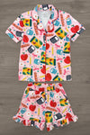 Mom & Me - School Supply Waffle Knit Pajamas | Sparkle in Pink