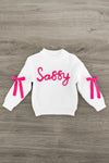 "Sassy" White Knit Sweater Legging Set | Sparkle in Pink