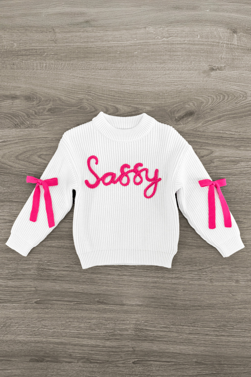 "Sassy" White Knit Sweater Legging Set | Sparkle in Pink