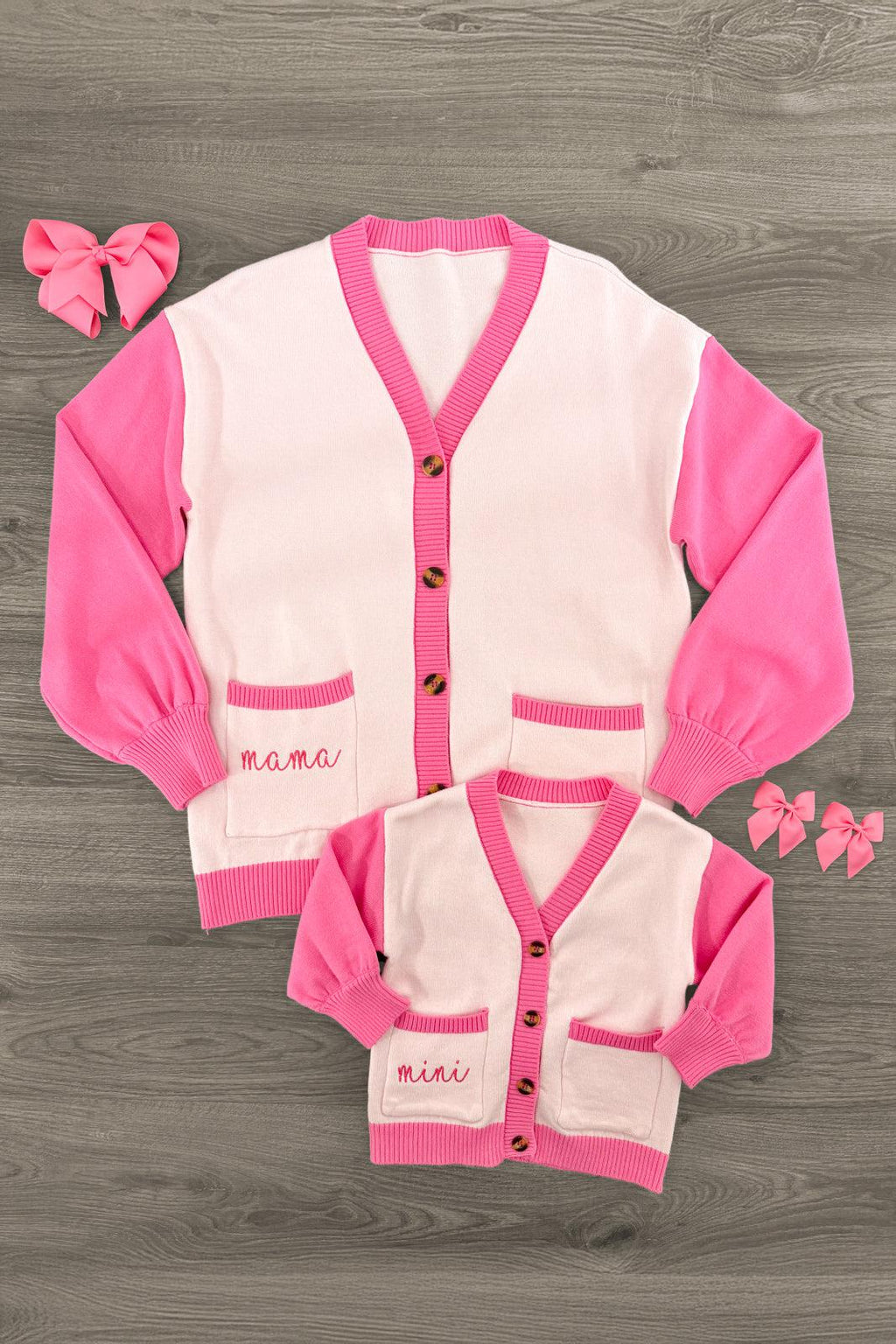 Mom & Me - "Mama & Mini" Pink Sweater Cardigan | Sparkle in Pink